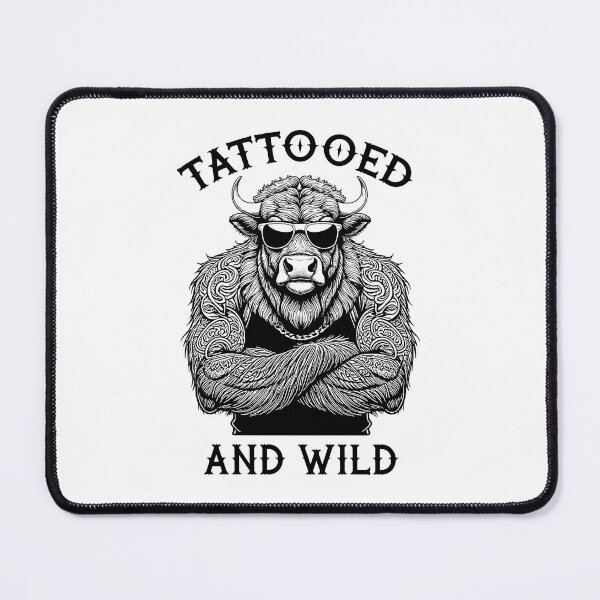 Item preview, Tattooed And Wild Funny Inked Bison Animal Tattoo Lover designed and sold by GrandeDuc.