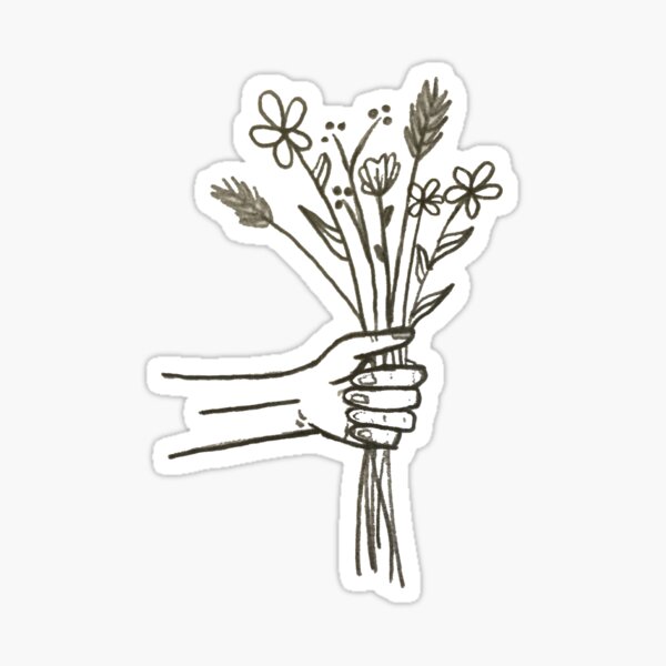 Hand Holding Flowers Stickers Redbubble