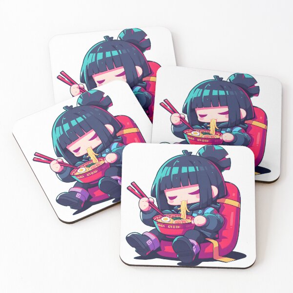 Item preview, Cute Kawaii Girl Eating Noodles designed and sold by StickySparkle.