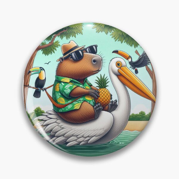 Item preview, Capy and Pelican-Tropical Island2 designed and sold by Capybara Art Lover.