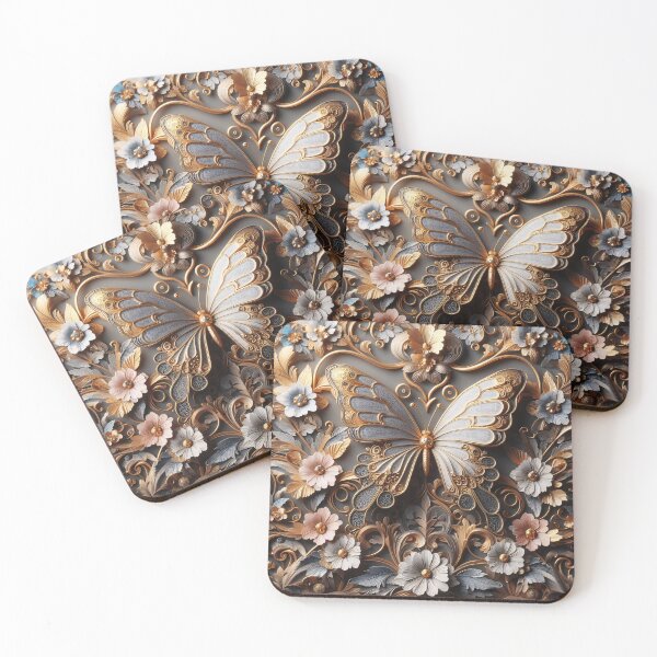 Item preview, Gold and Silver Butterfly in a Floral Setting designed and sold by Trevor Hirst.