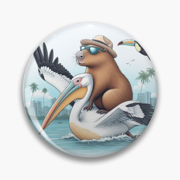 Item preview, Capy and Pelican-Tropical Island6 designed and sold by Capybara Art Lover.