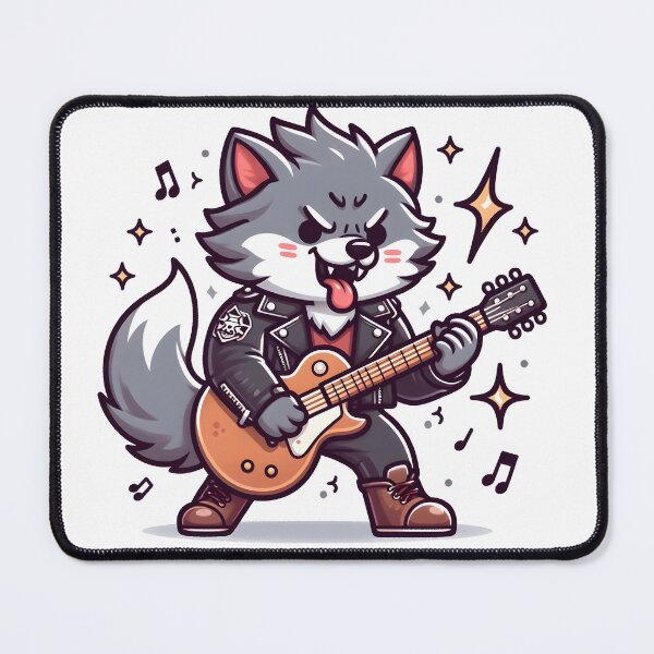 Item preview, Kawaii Energetic Werewolf With Wearing A Leather Jacket designed and sold by CanvasCutie.