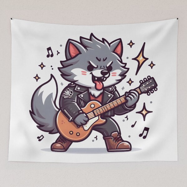 Item preview, Kawaii Energetic Werewolf With Wearing A Leather Jacket designed and sold by CanvasCutie.