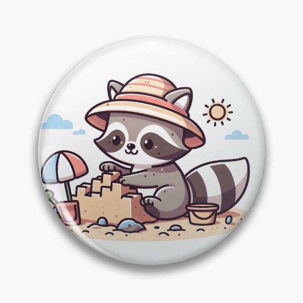 Item preview, Kawaii Raccoon With Sun Hat designed and sold by CanvasCutie.
