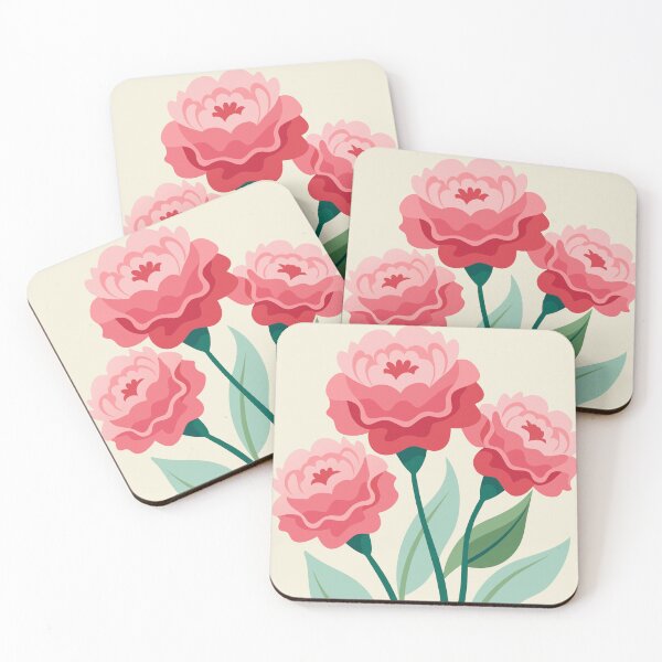 Item preview, Pink Carnations Retro Style Pink carnation flower bouquet designed and sold by patterncrow.