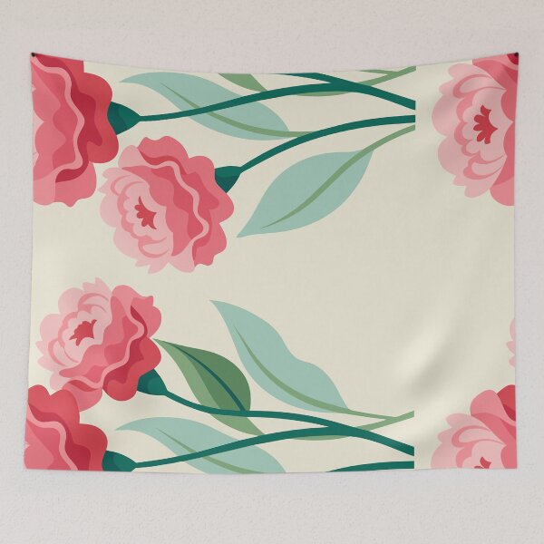 Item preview, Pink Carnations Retro Style Pink carnation flower bouquet designed and sold by patterncrow.