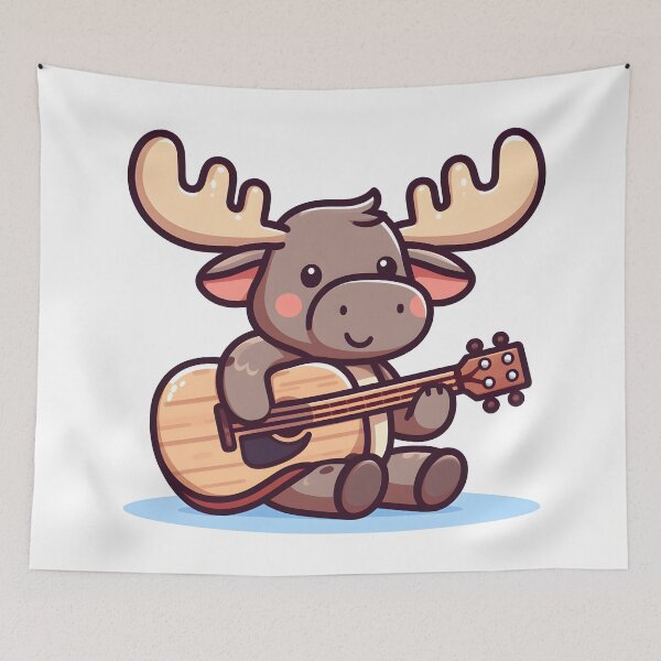 Item preview, Kawaii Moose With Guitar designed and sold by CanvasCutie.
