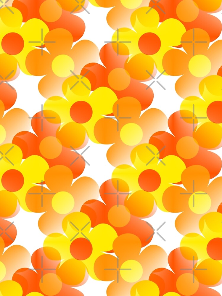 Thumbnail 4 of 4, A-Line Dress, 60's, 70's Retro Vintage Pop Flower Pattern in Bright Orange and Yellow designed and sold by MellowCat.