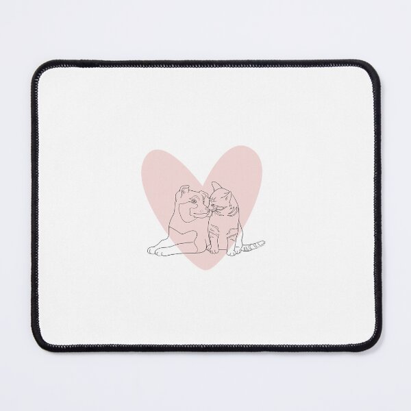Item preview, Dog and cat love, Line art silhouette Inside Heart  designed and sold by HappyNoireArt.