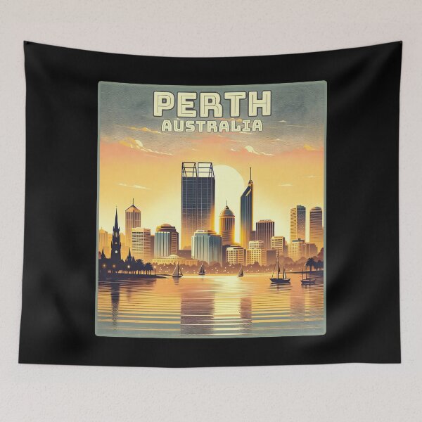 Item preview, Vintage retro Perth Australia Landmark Skyline. designed and sold by Unitepeople.