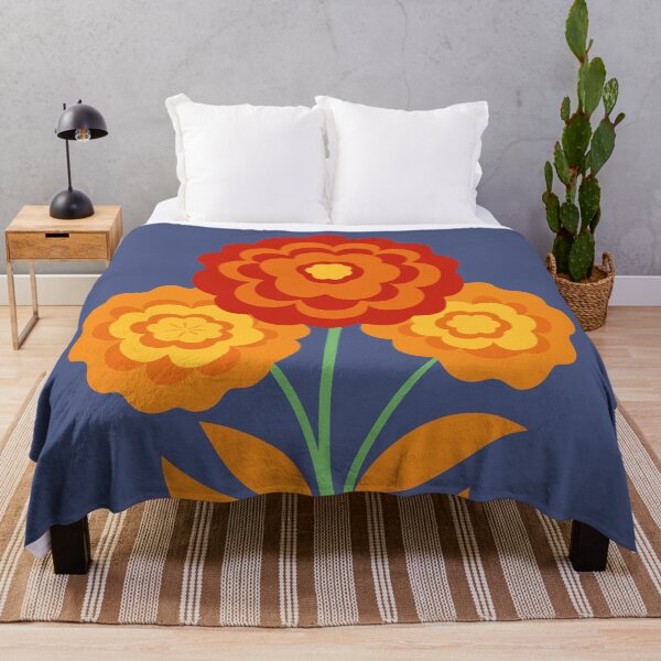 Item preview, Orange Marigold Flowers Retro Marigolds designed and sold by patterncrow.