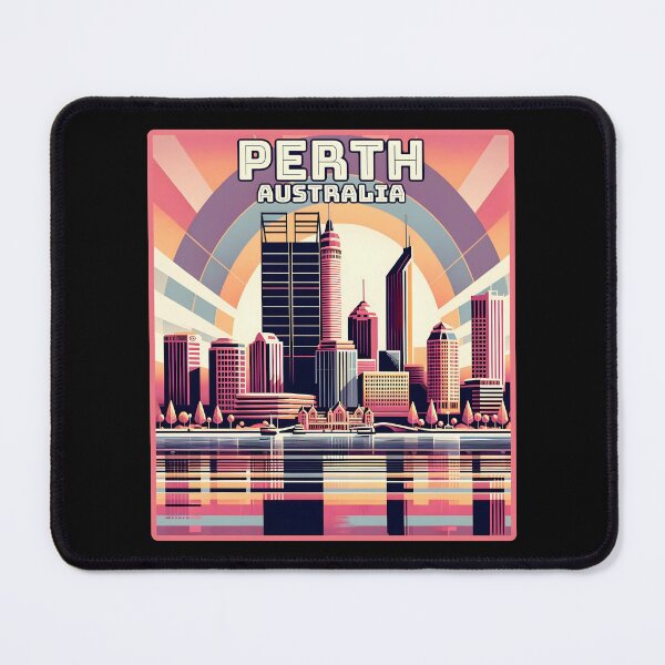 Item preview, Vintage retro art deco Perth Australia Landmark Skyline. designed and sold by Unitepeople.