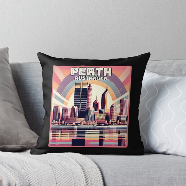 Item preview, Vintage retro art deco Perth Australia Landmark Skyline. designed and sold by Unitepeople.
