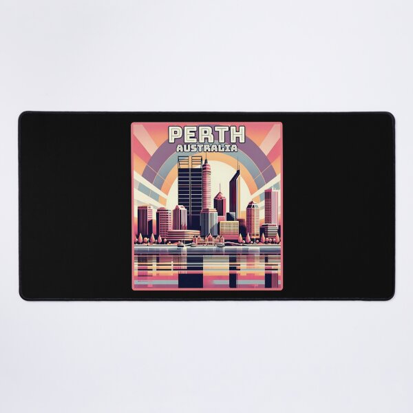 Item preview, Vintage retro art deco Perth Australia Landmark Skyline. designed and sold by Unitepeople.