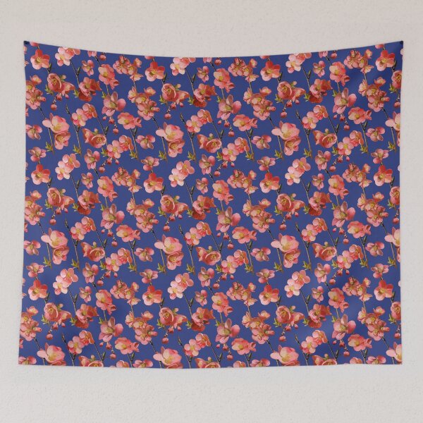 Item preview, Crabapple Blossoms 2024 on Dark Blue Violet Repeat 5748 designed and sold by Art in My Loft.