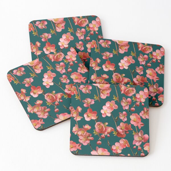Item preview, Crabapple Blossoms 2024 on Dark Teal Repeat 5748 designed and sold by Art in My Loft.