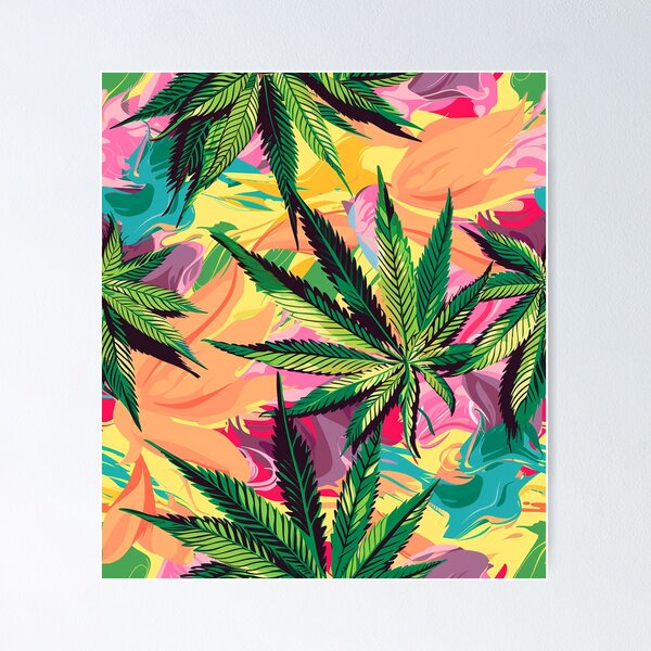 Item preview, Cannabis leaf pattern seamless digital arts designed and sold by Panom Suavichien.