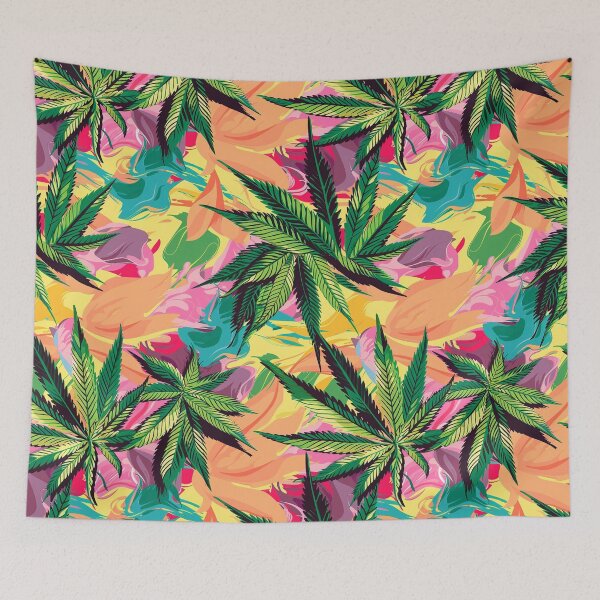 Item preview, Cannabis leaf pattern seamless digital arts designed and sold by Panom Suavichien.