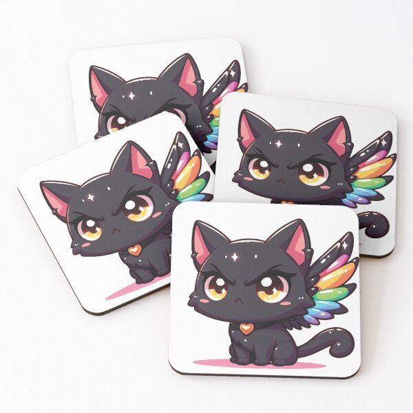 Item preview, The Black Angry Cat with Rainbow Wings designed and sold by bhoomin7.