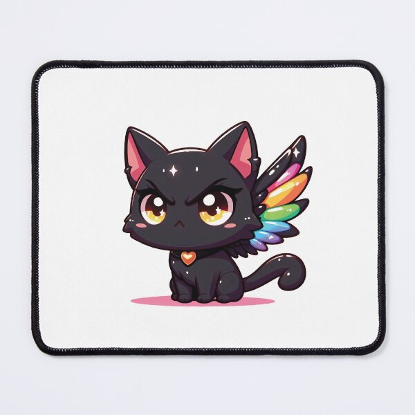 Item preview, The Black Angry Cat with Rainbow Wings designed and sold by bhoomin7.