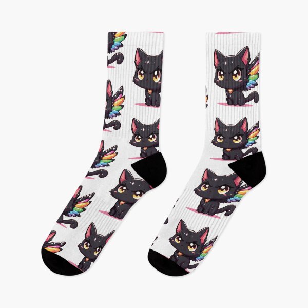 Item preview, The Black Angry Cat with Rainbow Wings designed and sold by bhoomin7.