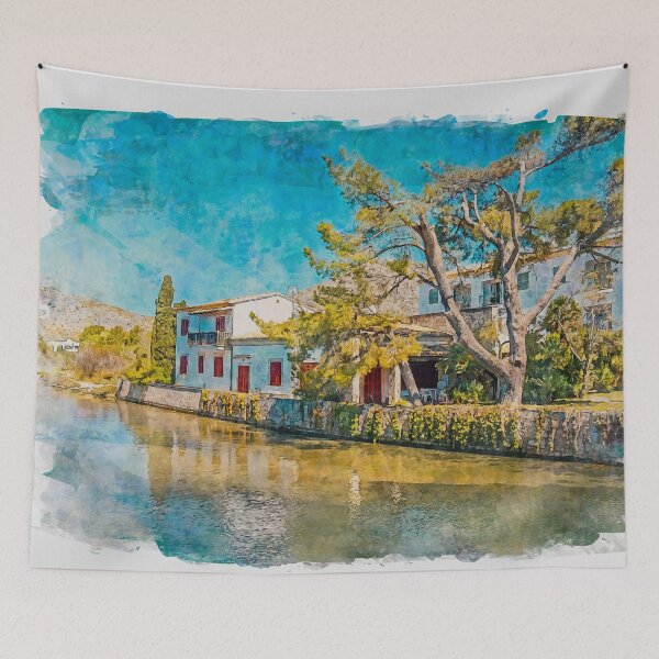 Item preview, Puerto Pollensa Nature Reserve La Gola Mallorca Watercolour Effect designed and sold by GG WALL ART.