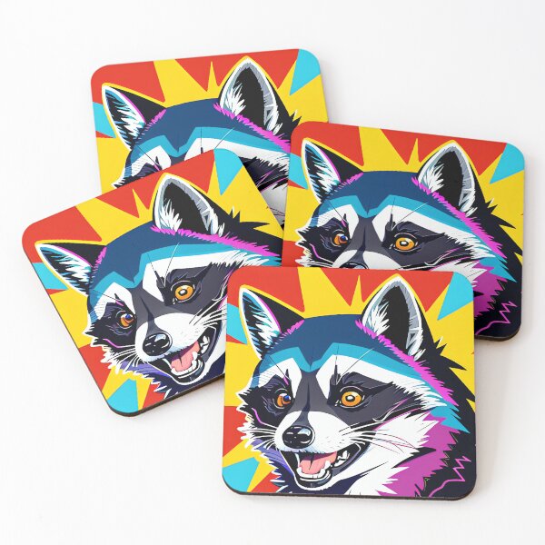 Item preview, Modern Abstract Pop Art Style Laughing Raccoon Drawing" designed and sold by thejoyker1986.
