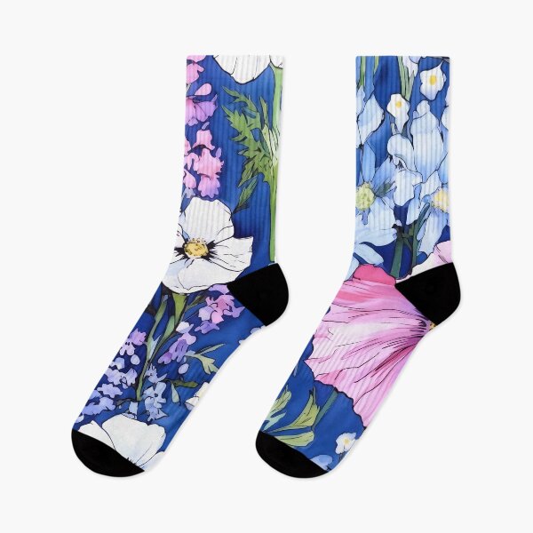 Item preview, Cottage Garden Flowers on blue designed and sold by sylviatx.
