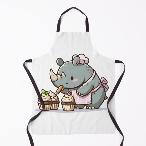Item preview, Kawaii Rhino Baking Cupcakes With An Apron designed and sold by CanvasCutie.