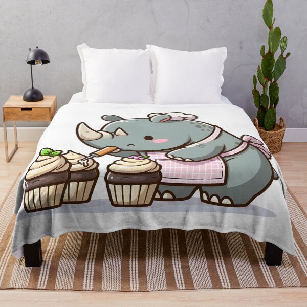 Item preview, Kawaii Rhino Baking Cupcakes With An Apron designed and sold by CanvasCutie.