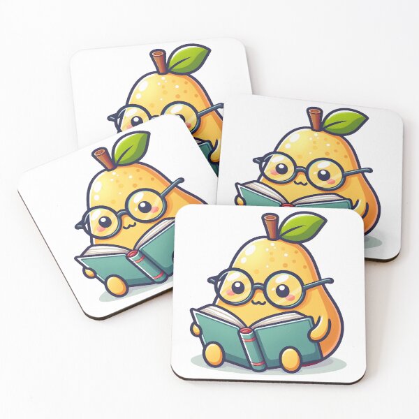 Item preview, Kawaii Pear With Glasses Reading A Book designed and sold by CanvasCutie.