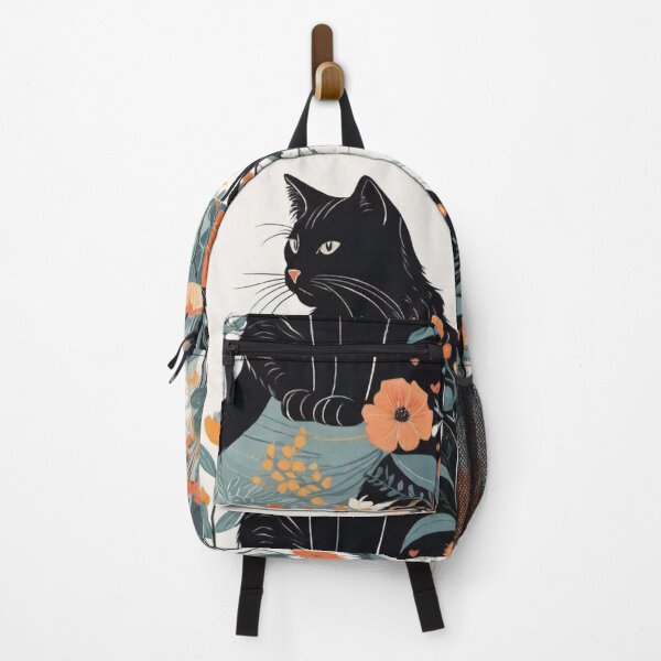 Item preview, Cute Black Cat in the Flower Garden illustration Zoo Pals designed and sold by sportsimpact.