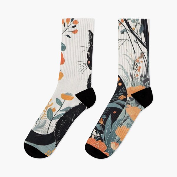 Item preview, Cute Black Cat in the Flower Garden illustration Zoo Pals designed and sold by sportsimpact.