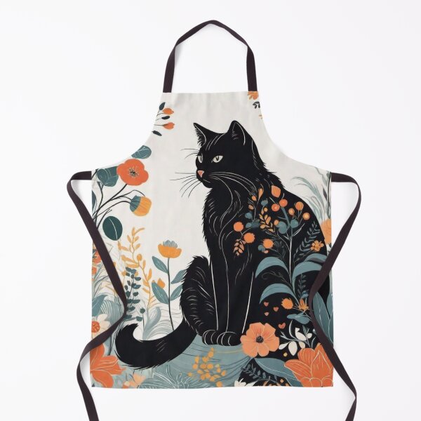 Item preview, Cute Black Cat in the Flower Garden illustration Zoo Pals designed and sold by sportsimpact.