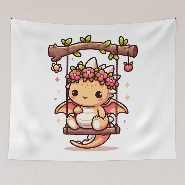 Item preview, Kawaii Adorable Dragon With Flower Crown Hanging designed and sold by CanvasCutie.