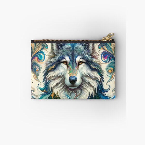 Aperçu de l'œuvre Portrait animal de puissance de loup : Art chamanique de marbrure d’aquarelle d’esprit créée et vendue par Tommy Studio.