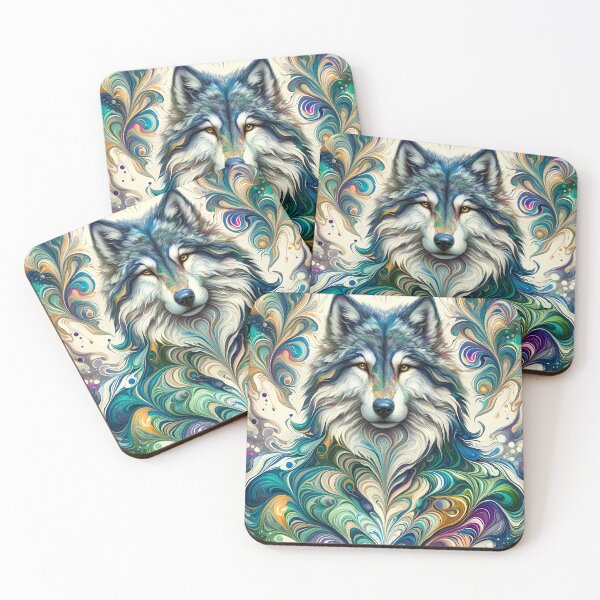 Item preview, Wolf Power Animal Portrait: Shamanic Spirit Watercolor Marbling Art  designed and sold by Tommy Studio.