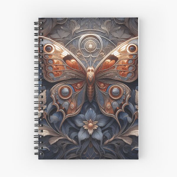 Item preview, Amber & Steel Grey Metallic Butterfly over Leaves designed and sold by Trevor Hirst.