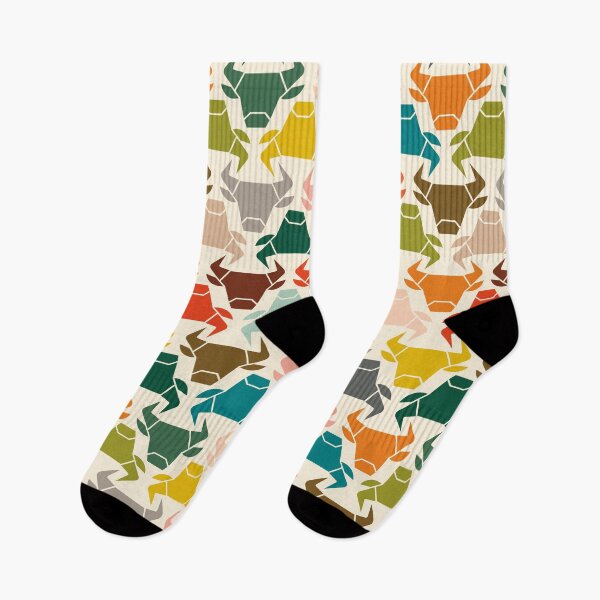 Item preview, Vector illustration of abstract silhouette of colorful bull heads, seamless pattern designed and sold by Familyshmot.