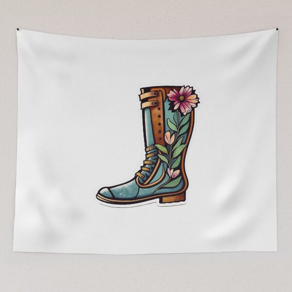 Item preview, Vintage English Riding Boot with Floral Accents designed and sold by NiftyWrx.