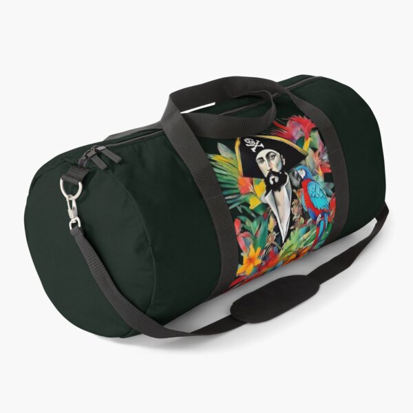 Item preview, Pirate of the Caribbean with parrot among tropical leaves and flowers.  designed and sold by Natalia-Vlad.