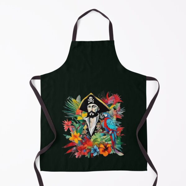 Item preview, Pirate of the Caribbean with parrot among tropical leaves and flowers.  designed and sold by Natalia-Vlad.
