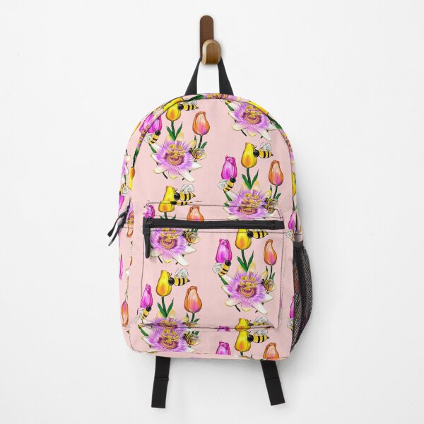 Item preview, Whimsical Botanical Garden Art: Bees Tulips and passion flower Hand-Drawn Flower Designs & Gifts designed and sold by Artonmytee.