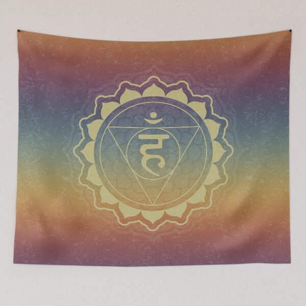 Item preview, Throat Chakra Mandala - Rainbow Sunset + Gold designed and sold by Irene Estelle.