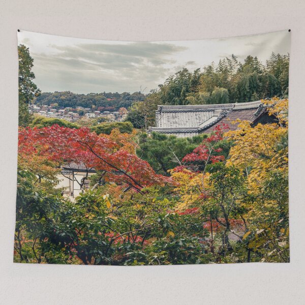Item preview, View of Temple Roof Through Autumn Leaves in Japan designed and sold by Renee McShane.