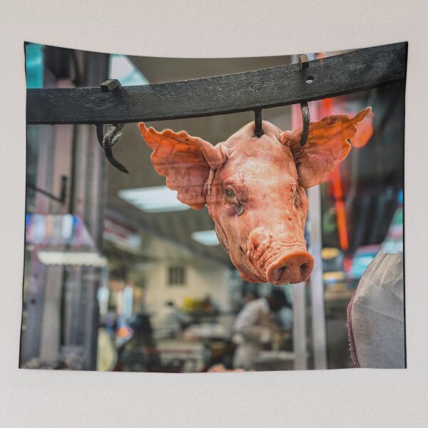 Item preview, Pig Head hanging in a South Philly Butcher Shop designed and sold by drawbey.