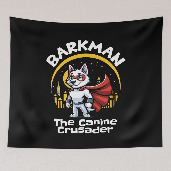 Item preview, White Shepherd As Barkman Canine Crusader designed and sold by RockBeeDesigns.