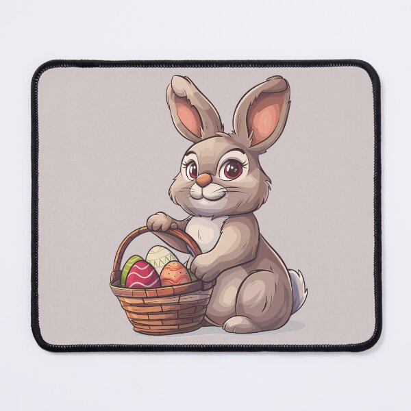 Item preview, Brown Easter Bunny with Basket of Painted Eggs designed and sold by LarkspurAndTea.
