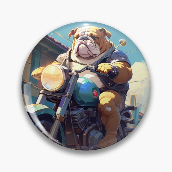 Item preview, BULL DOG AND MOTORCYCLE designed and sold by AmazingBackDrop.